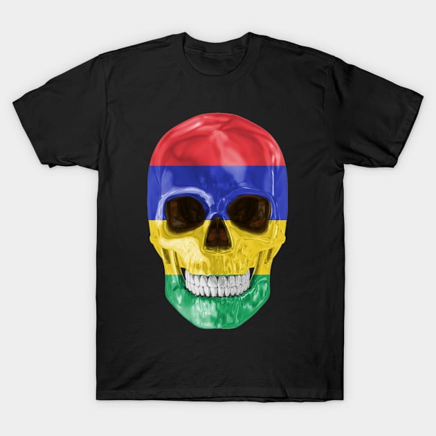 Mauritius Flag Skull - Gift for Mauritian With Roots From Mauritius T-Shirt by Country Flags